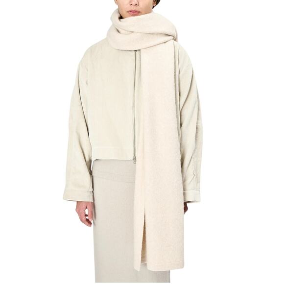 Lauren Manoogian Felt Wide Scarf Baby Alpaca Merino Alabaster Beige Ecru BN $370 - Picture 12 of 12